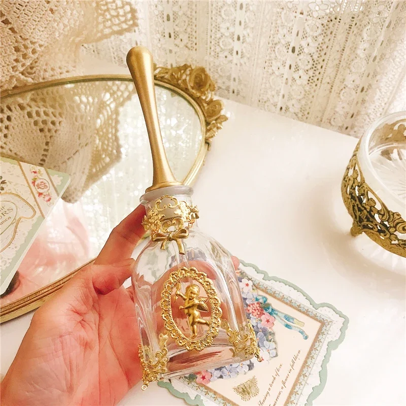 Vintange Glass Potion Bottles Perfume Bottle Handmade Brass Bottle Stopper and Brass Decorations Home Articles Crystal Bottle