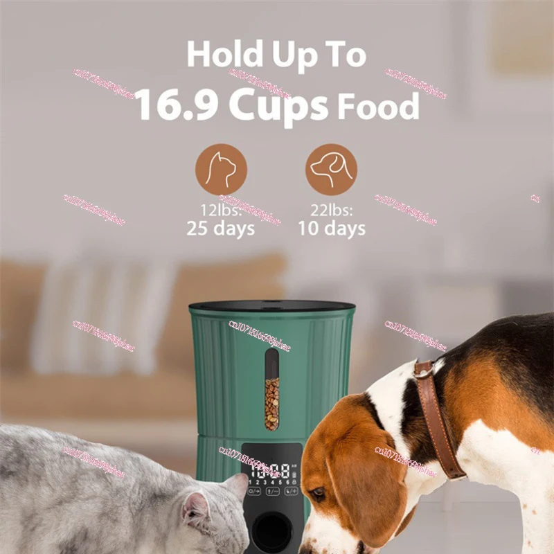 Large Capacity 4l Dry Food Distributor, Non-clogging Design Intelligent Pet Automatic Feeder