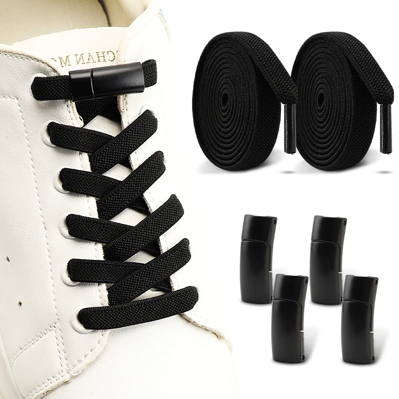 1 Paar/2 Paar Metall-Schnallen Magnetische Schnürsenkel 8MM Breite Elastische Schnürsenkel Sneaker Ohne Binden Schuhbänder für Erwachsene und Kinder Schuhzubehör
