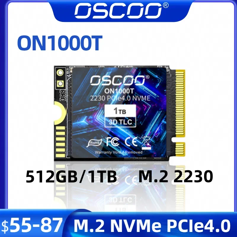 OSCOO M.2 NVMe PCIe Gen4.0 * 4 2230 SSD 512GB 1TB Internal Solid-state Drive kompatibel dengan Steam Deck 3D TLC Nand Flash SSD