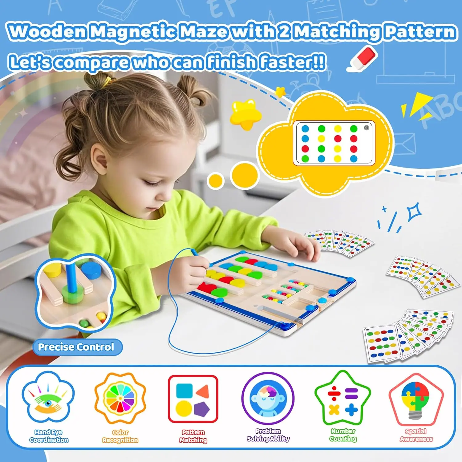 Magnetisches, farblich passendes Puzzle-Brettspielzeug für Kinder, Montessori-Spielzeug für Kleinkinder für 3 4 5 6 Jahre alte Jungen und Mädchen, Geburtstagsgeschenke, Holz S