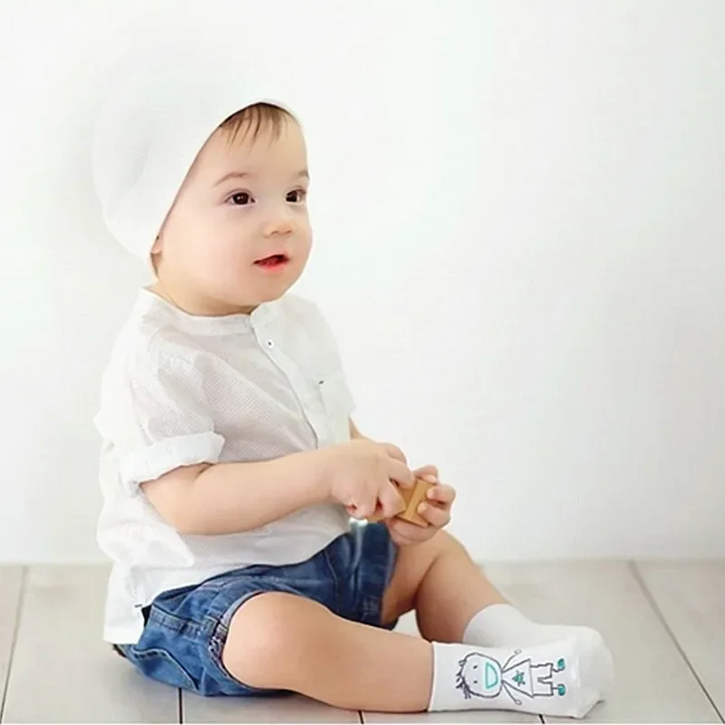 2023 New Spring Baby Socks Newborn Cotton Boys Girls Cute Toddler Asymmetry Anti-slip Socks