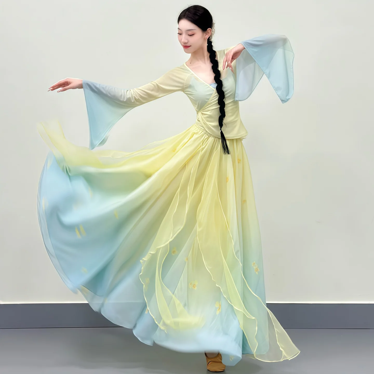 Classical Dance Clothes Chinese Dance Floating Practice Costume Dance Performance Costumes Women Vintage Dress Suit