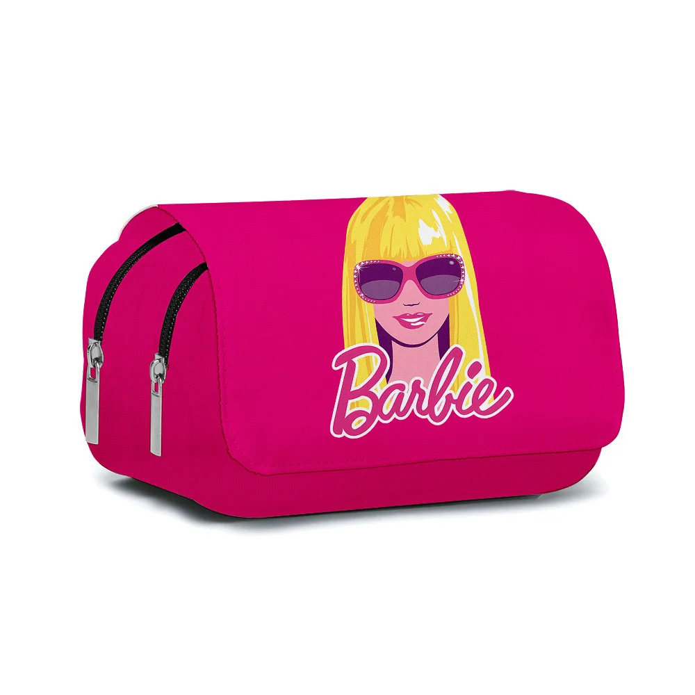 MINISO Barbie 3D Printed Pencil Case Double-layer Flip-top Pen Bag Large Capacity Children\'s Stationery Box Best Gift for Kids