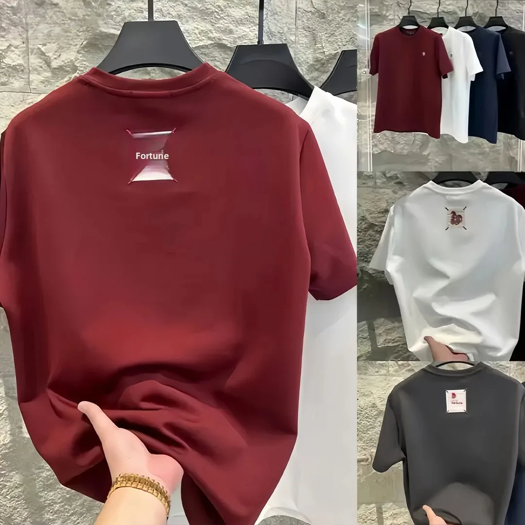 

Разноцветная футболка из чистого хлопка с коротким рукавом, модная брендовая модель, плотная ткань, креативный принт, парная модель, свободный крой, летняя повседневная одежда