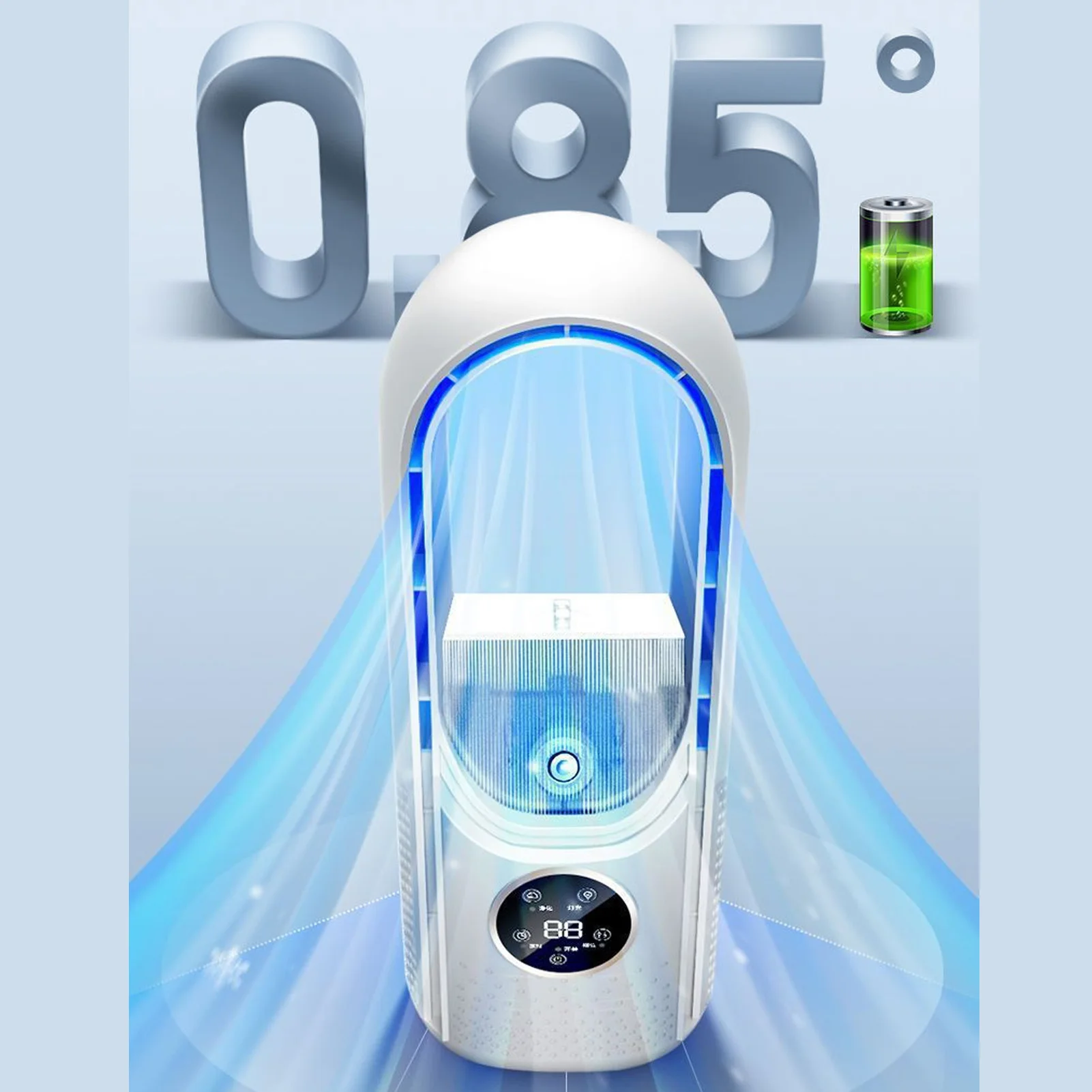 Bladeless Fan 6 Speed Adjustment 100ml Water Tank Quiet USB Table Misting Cooling Fan with Timing Bladeless Fan Desk Cooling Fan