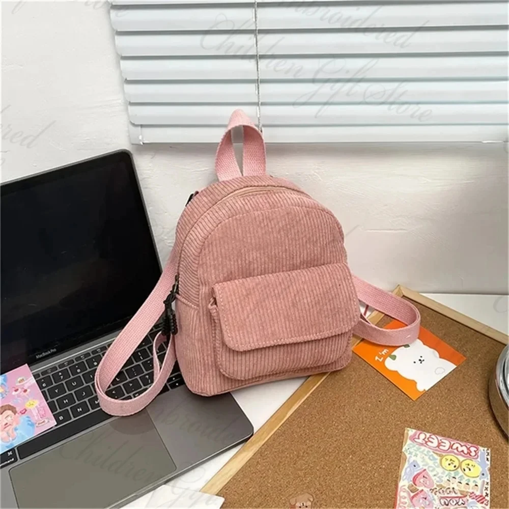 Customized Mini Size Corduroy Backpack Women\'s Kid\'s Outdoor Bag Personalized Name Birthday Gift Small Simple Corduroy Backpacks