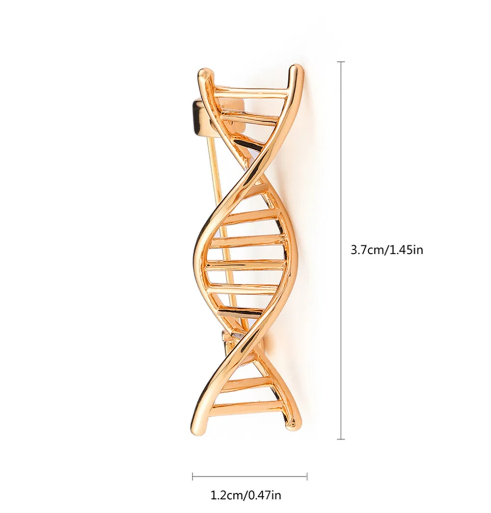 DNA Double Helix Enamel Brooch Gold Color Medical Biology Research Series Pins Fashion Jewelry Lapel Badge Nurse Doctor Gift