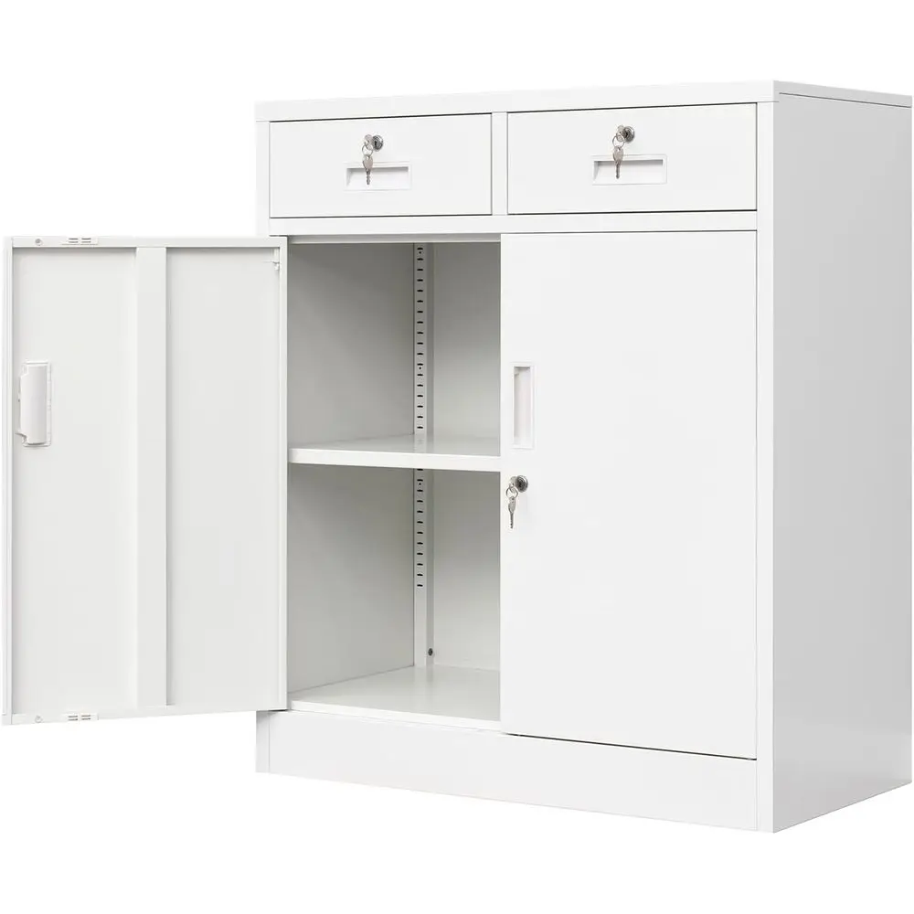 Metal Storage Cabinet, Locking Storage Cabinet with Adjustable Shel, 36