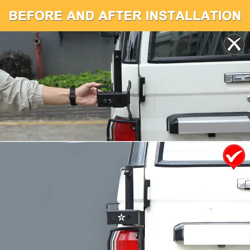 Carbon Steel For Toyota LC71 LC76 2007+ Car Tailgate Rear Antenna Mount Holder Bracket Flag Pole Holder Stand Car Accessories - view 3