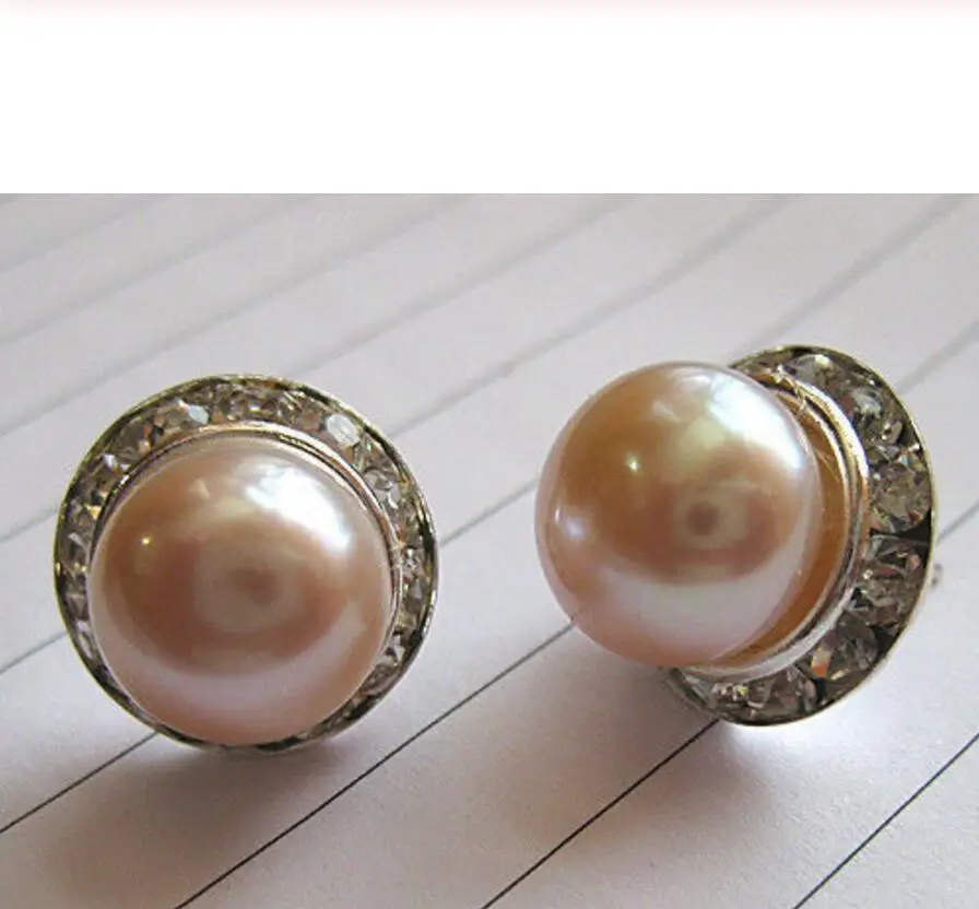 

wholesale Genuine cultued 9-10mm pink pearl earring