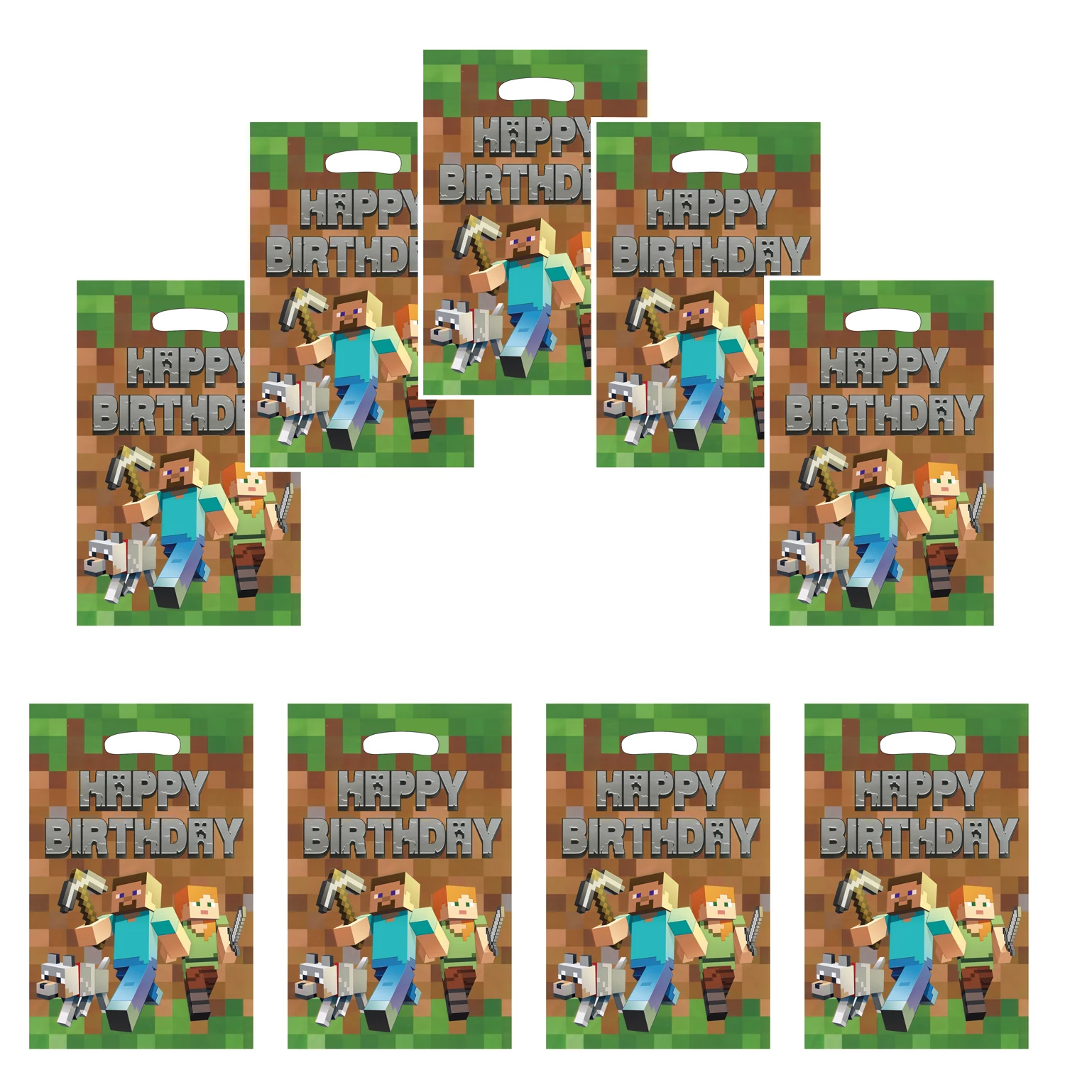 Minecraft sacos de presente de festa de aniversário sacos de doces goody sacos minecraft decorações