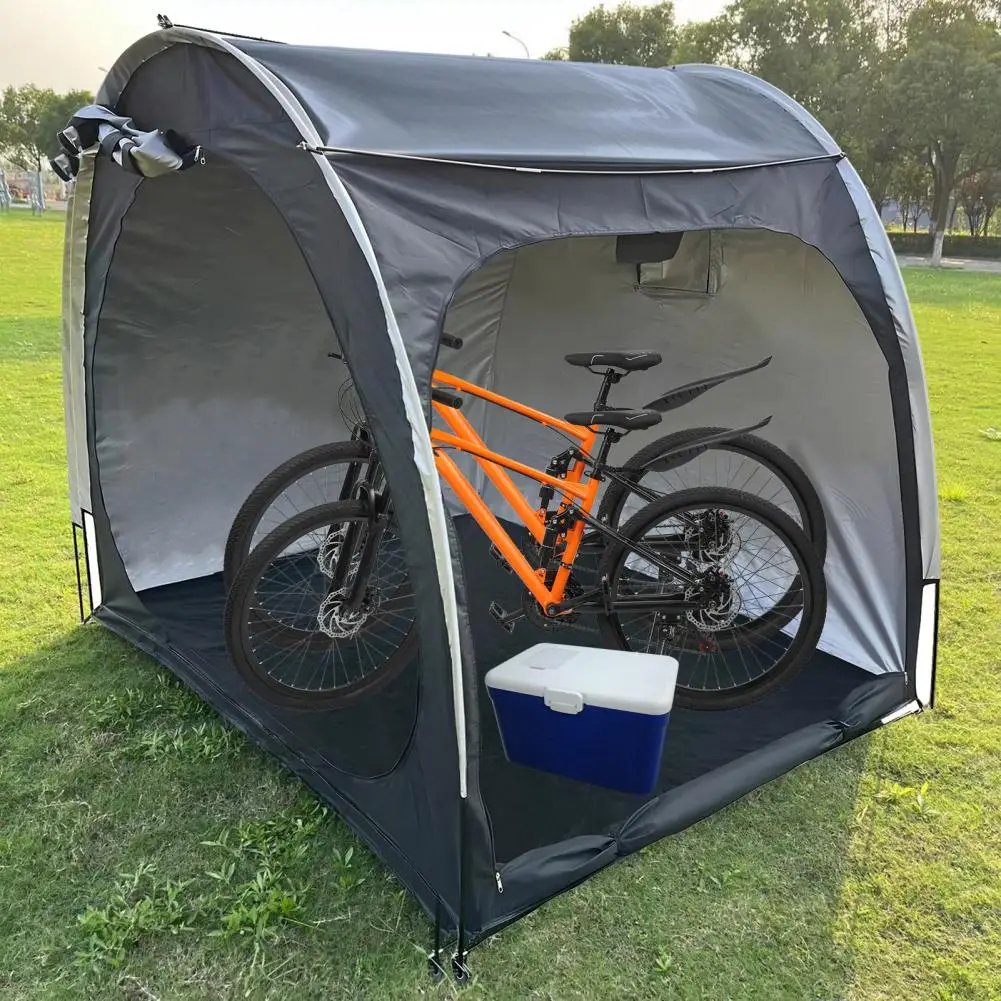 Outdoor Bicycle Storage Tent Accommodate 2-4 Bicycles, Sun Protection Waterproof Anti-UV Bike Protective Canopy, Quick Setup Str