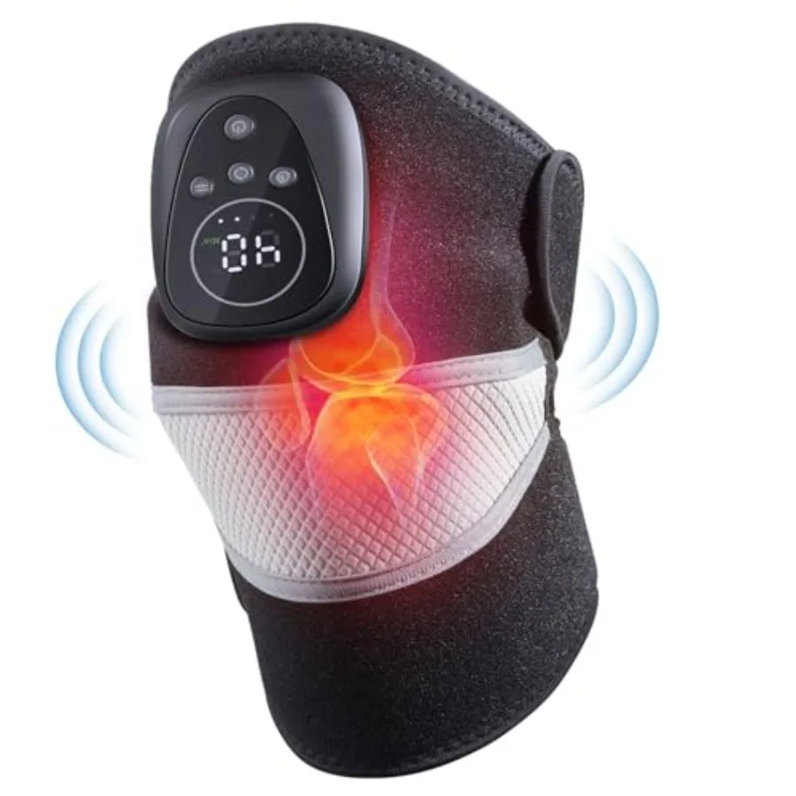 

Cordless Knee Massager with Heat Knee Shoulder Elbow 3-in-1 Heating Pad Wrap for Arthritis Pain Relief Circulation Heated Knee
