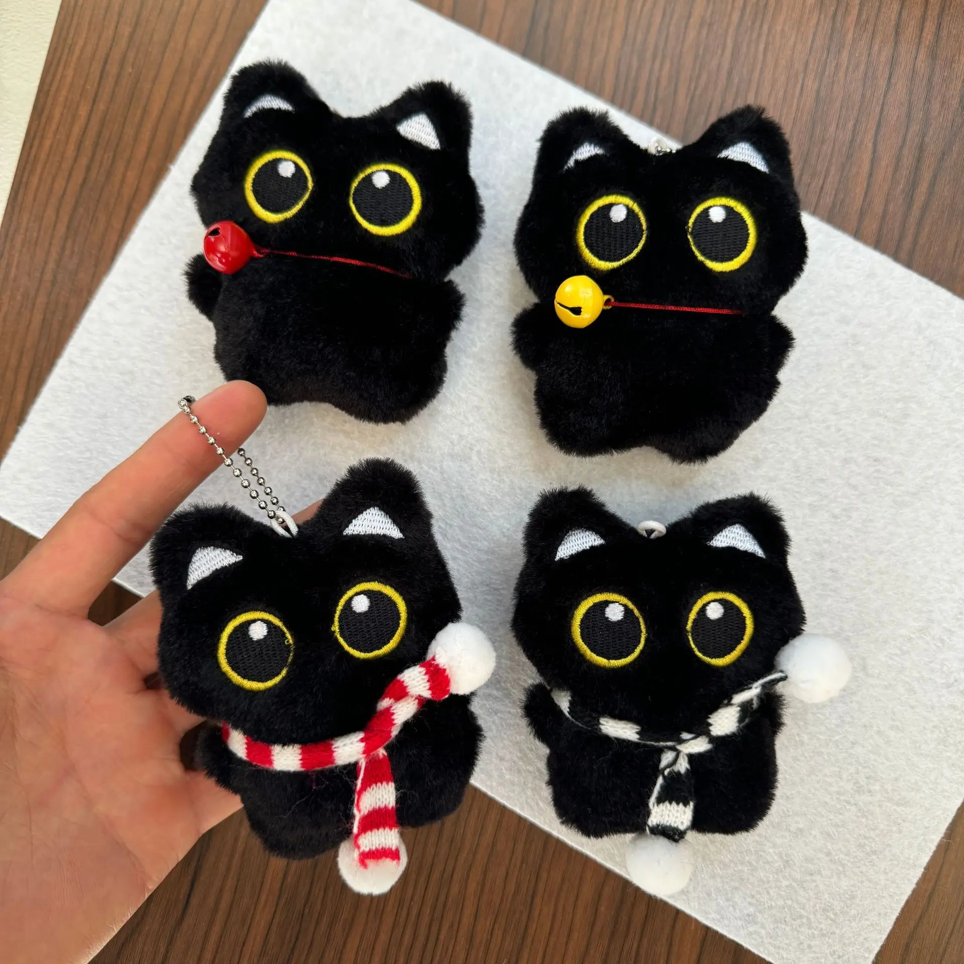 Assorted Style Cute Black Cat Plush Keychain Pendant Car Keyring Backpack Bag Charm For Boys Girls Birthday Holiday Gifts