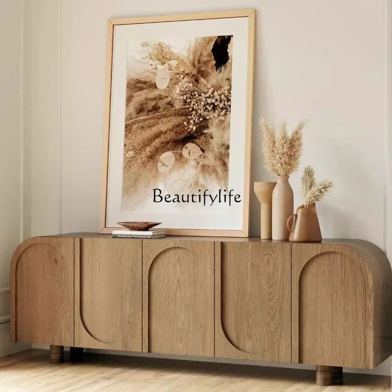 

LX Французский простой креативный шкаф из цельного дерева для гостиной, маленькой квартиры, кремовый ветер, аудиовизуальный шкафчик SSS