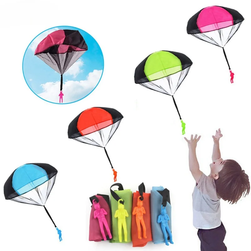 3pcs Hand Throwing Parachute Kids Outdoor Funny Toys Game Play Toys for Children Fly Parachute Sport with Mini Soldier Toys