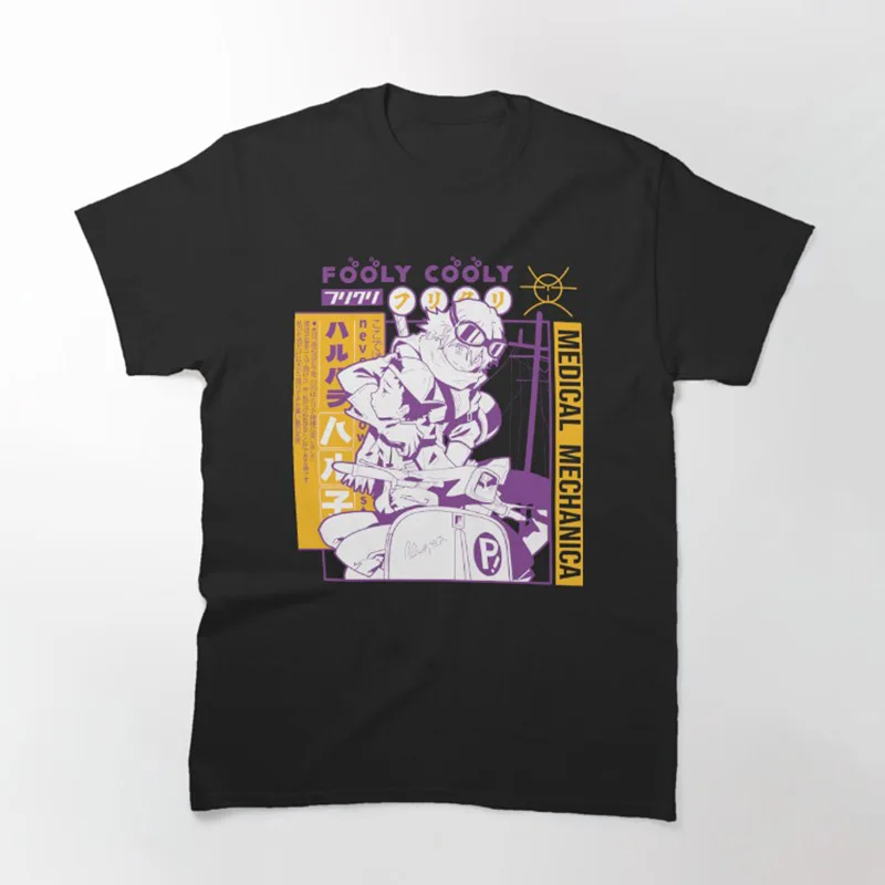 

FLCL Haruko Yellow Funny Men Video Game Love You Fans Fooly Cooly anime T-shirts for men 100% cotton printed graphic shirts