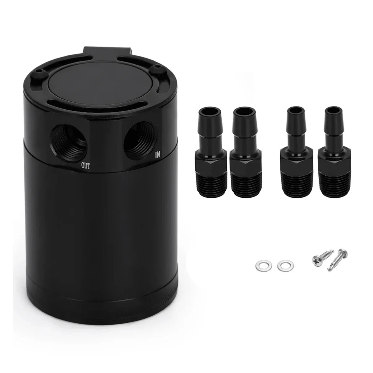 Universal Oil Catch Can Compact Baffled 2-Port Aluminum Reservoir Oil Catch Tank Fuel Tank Two Hole Breathable