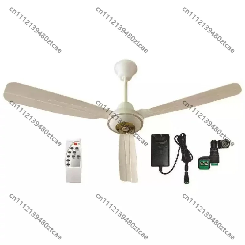 50 Inch Variable Frequency Ceiling Fan, Wide Voltage 12V DC Brushless Motor with Built-in Transformer, Remote Control Home