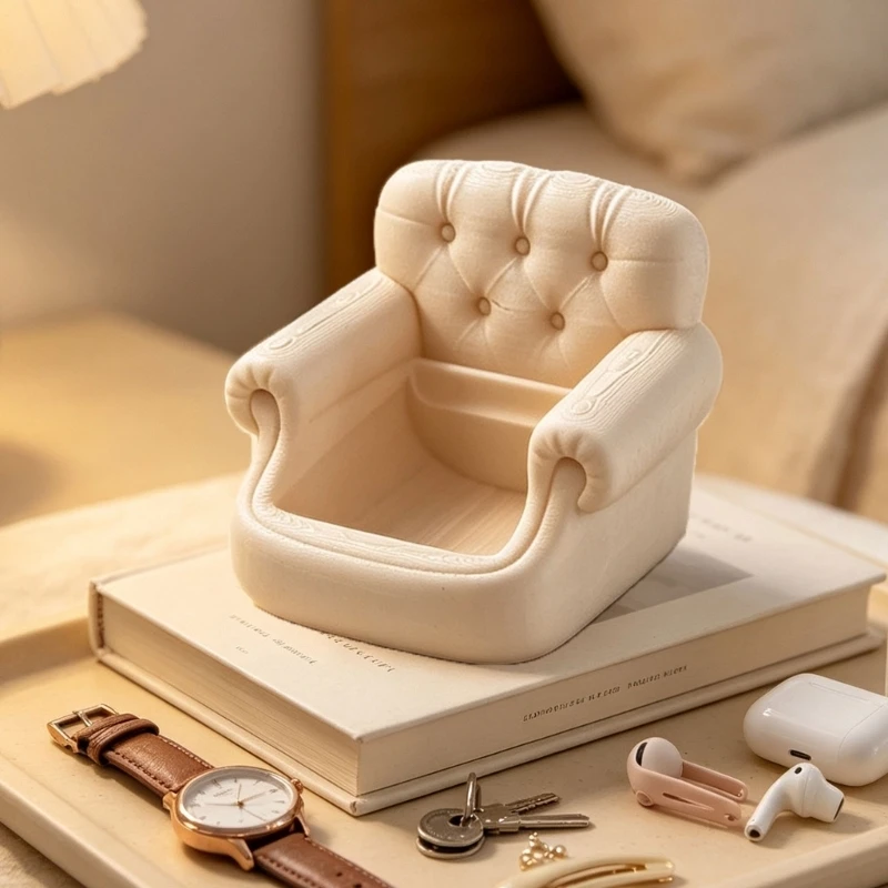 Rolled Arm Mini Sofa Chair Trinket Organizers for Desk, Shelf or Side Table J0MC