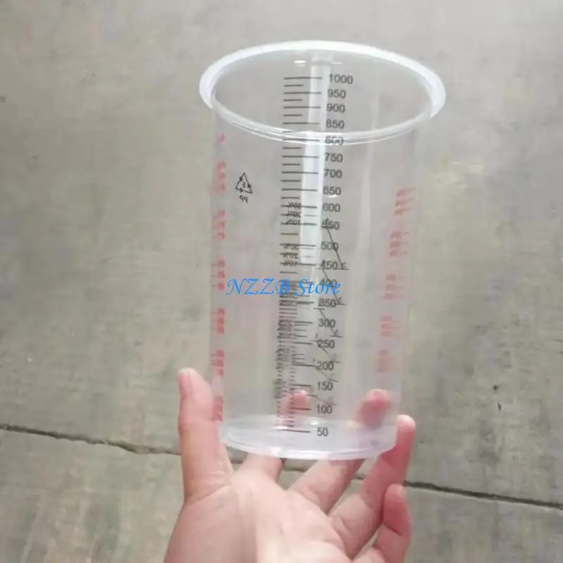 

T21F Set of 50 Flexible Plastic Measuring Cups Clear Graduated Cups for Epoxy Resin Paint Mixing and Cooking Uses