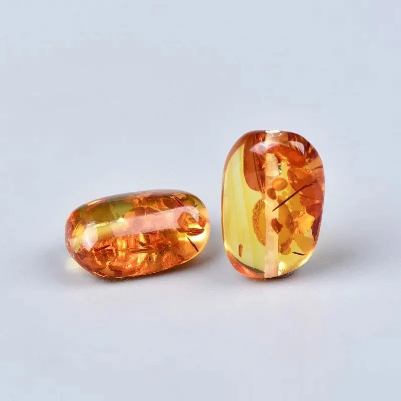9A Natural Flower Ber Beeswax Amber Conformal Barrel Beads Loose Beads