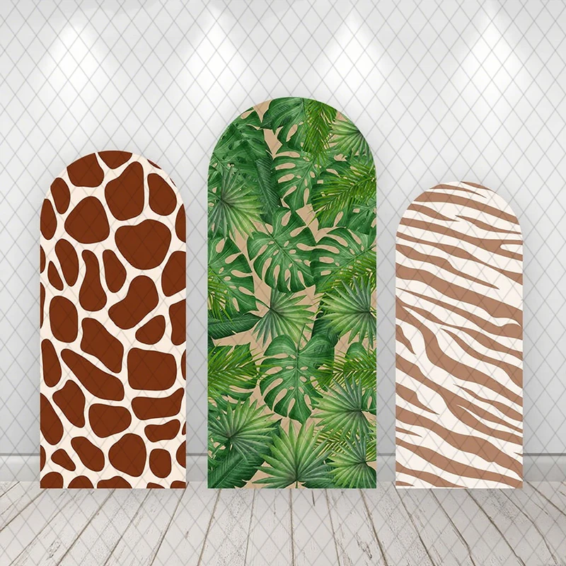 

LS Custom 2-Sided Jungle Safari Wild Animals Kids Birthday Cover Arch Background Baby Shower Party Decor Photo Backdrop