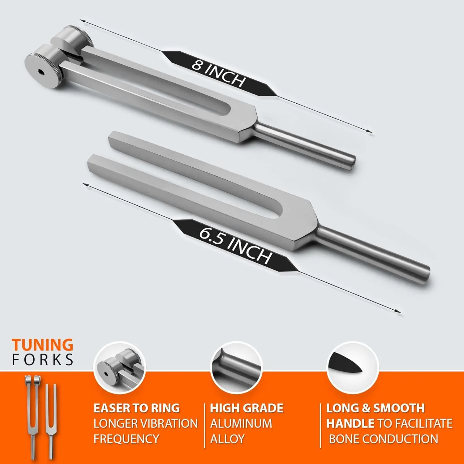 3-Piece Aluminium Sensory Tuning Fork C 128 512 + Taylor Percussion Mallet, Advanced Diagnostic Kit