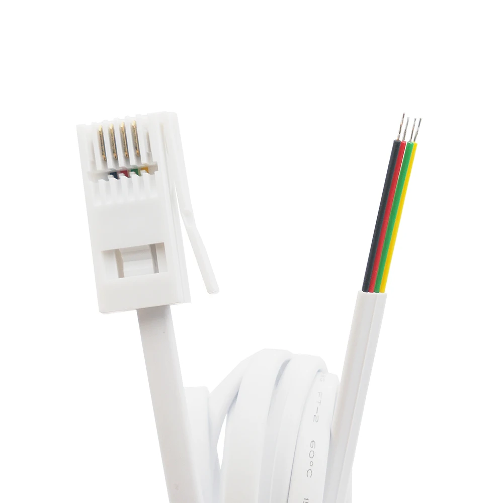 RJ11 6P4C Connector BT 4-core Telephone Plug Cable UK BT Socket Cable White Tail peeled and tinned