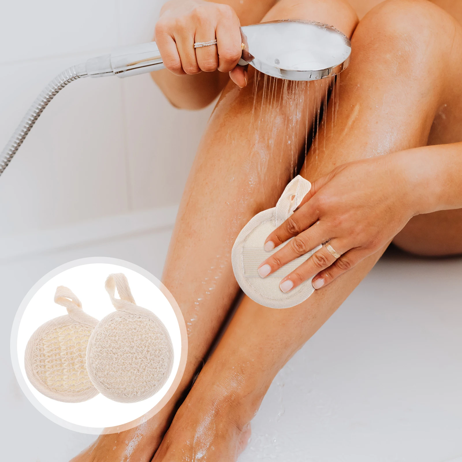

4pcs Natural Slices Bath Towel Scrubber Body Cleaning Tool Facial Exfoliating Cloth Shower Back Brush Air Dry Design for Body