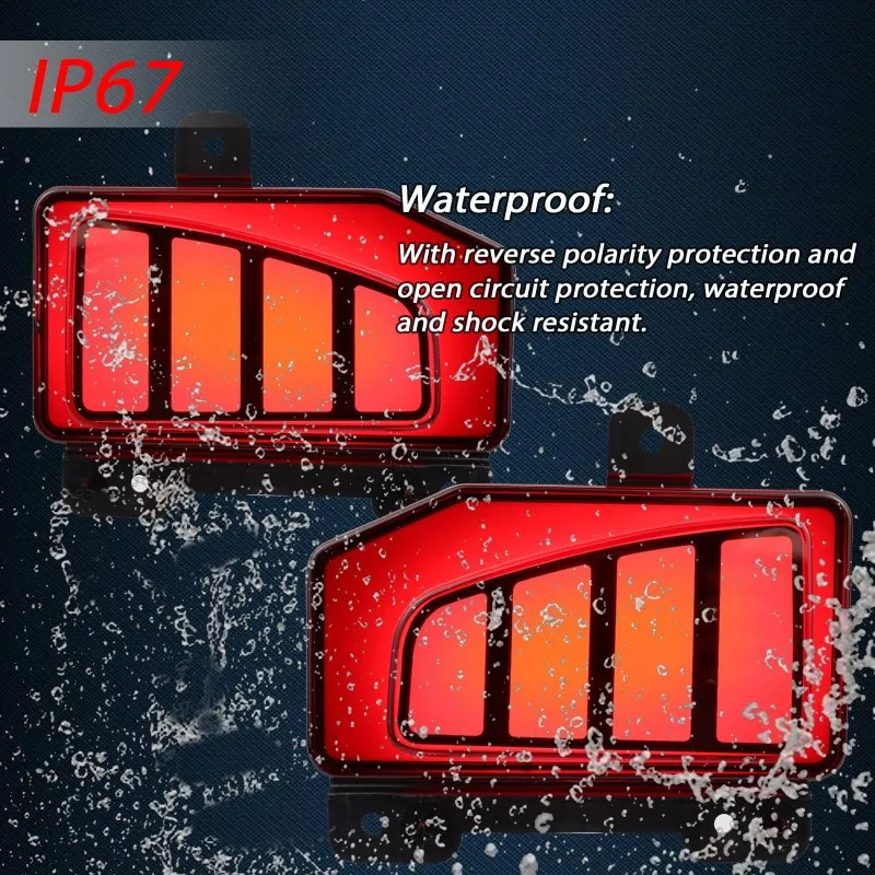 

AU28-Tail Light Turn Signal Fog Lamp Brake Light LED Rear Bumper Reflector Light For Jeep Gladiator 2020-2023