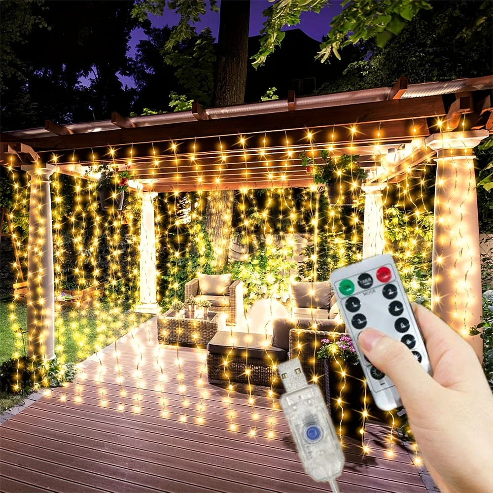 Festoon USB 8 Modes Christmas Light Wedding Fairy Party LED Curtain Garland String Garden Lamp Holiday Light for Room Decoration