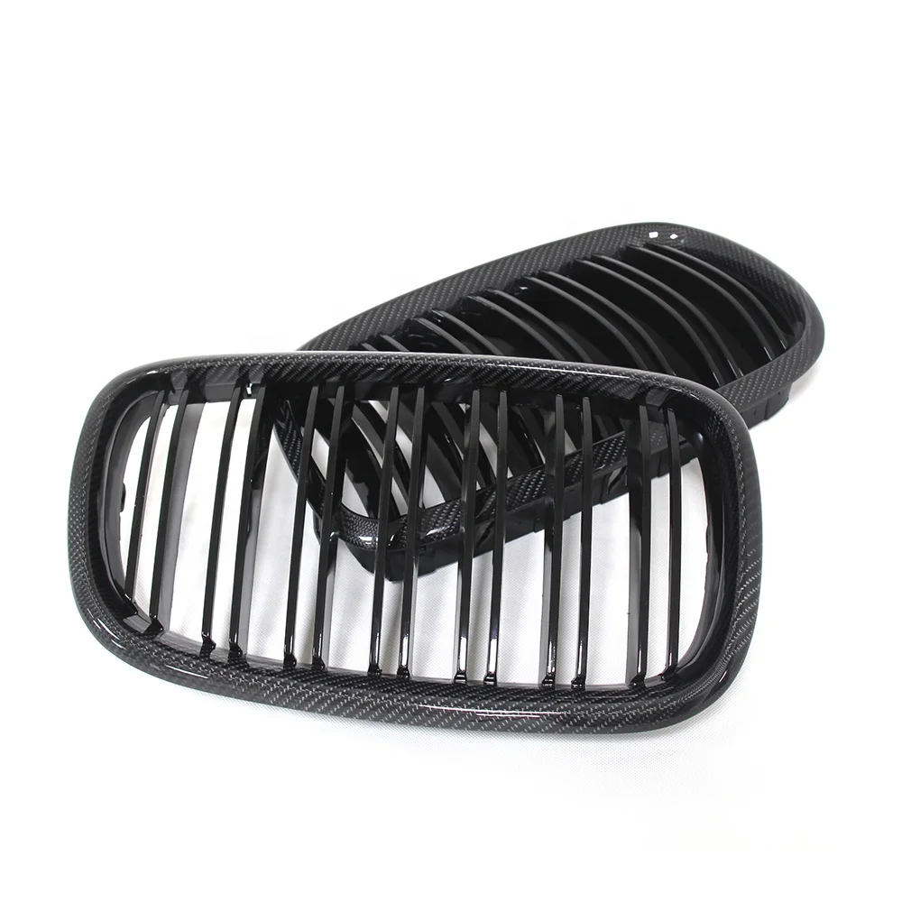 

X5 E70 X6 E71 Carbon Front Grille Gloss Black Dual Slats for X5 E70 X6 E71 Real Carbon Fiber Grille 2008-2014