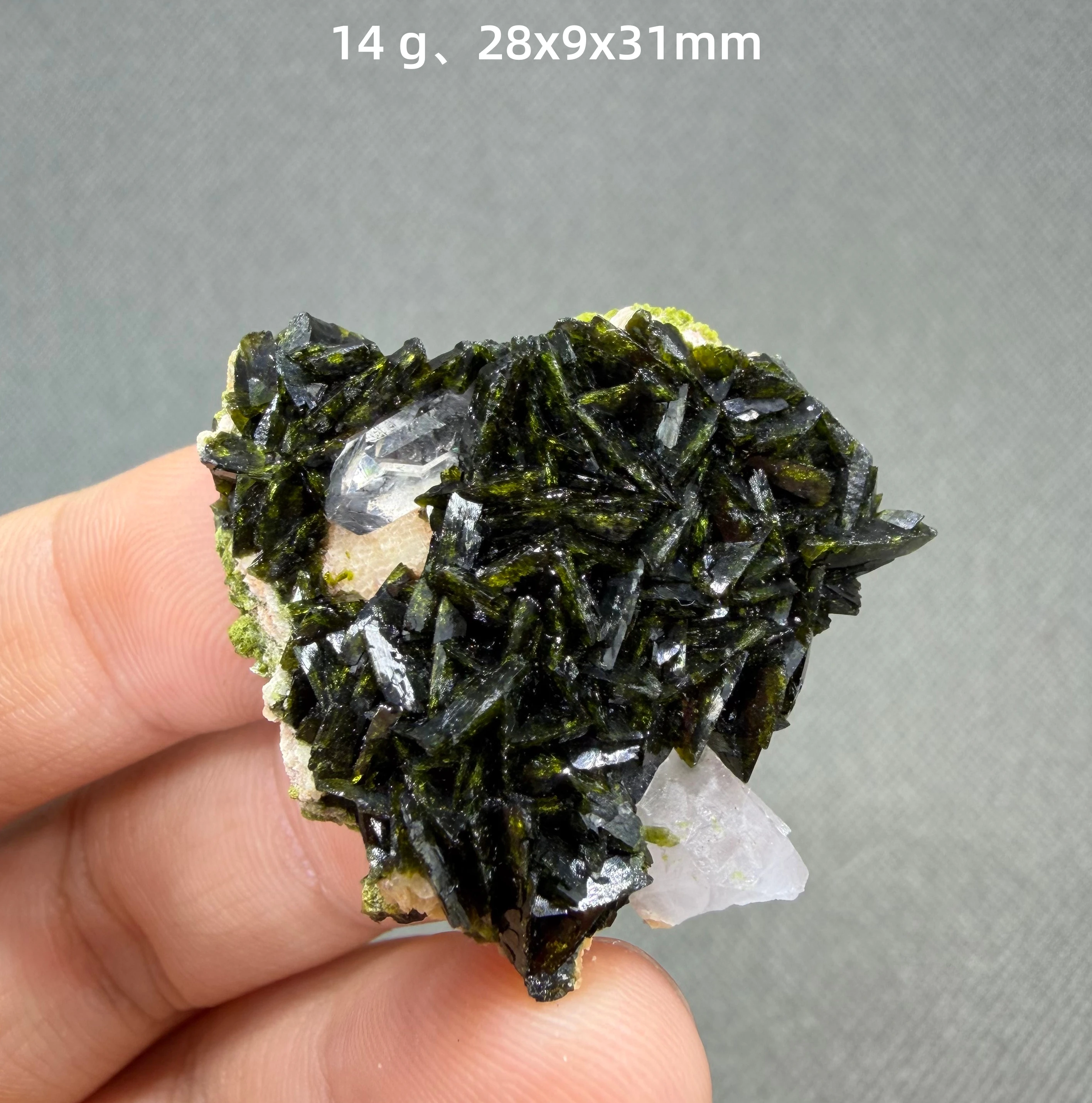 Natural Epidote and Crystal symbiotic mineral specimens + healing quartz crystals and stones rock gemstone