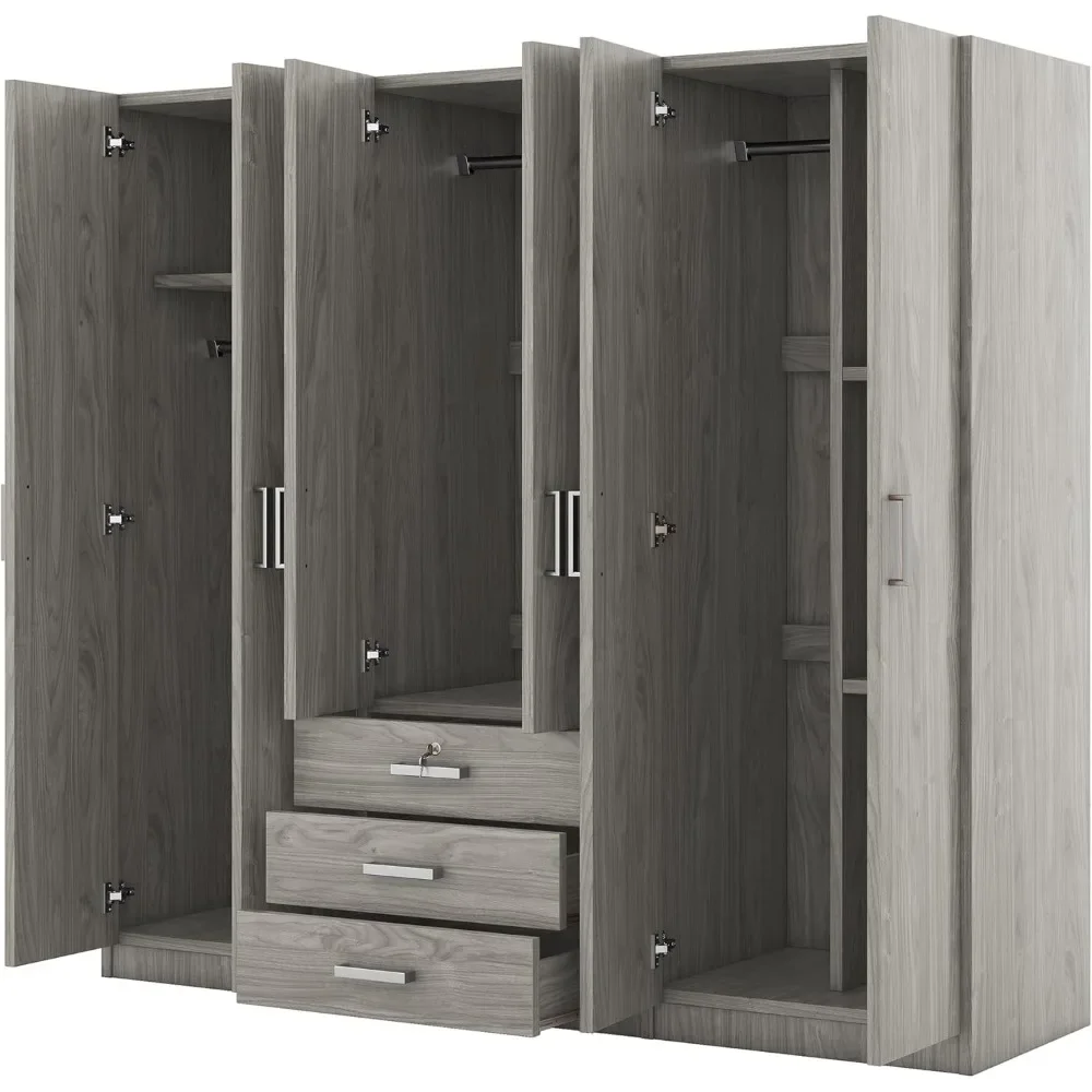 

Cabinet Storage Cabinets Assembly Closet for Clothes for Cloth Room Furniture Open Cupboards Comfortable Furniture Bedroom, Gray