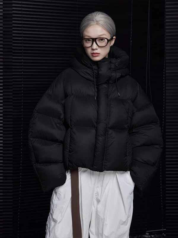 

Женское хлопковое пуховое пальто с капюшоном и дизайном хлеба, американское зимнее новое поступление, Thiened, хлопковое наполнение