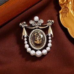 women's pearl tassel brooch fashion baroque rhinestone corsage accessories