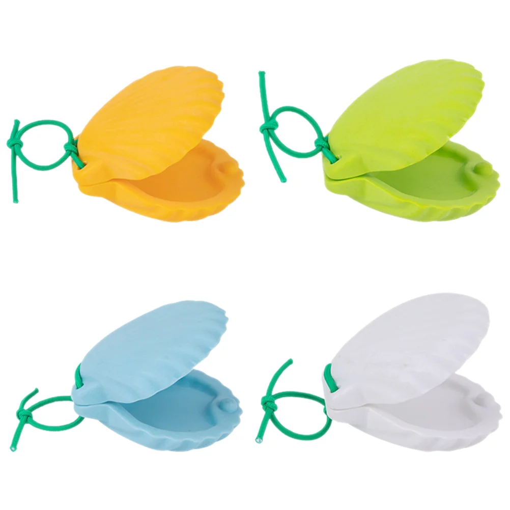 4 Pcs Shell Castanets Bulk Percussion Instrument Classroom Rewards Kids Instruments Clapper Musical for Rhythm Small