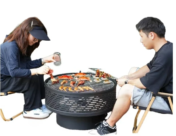 Round fire basket BBQ grill heater outdoor garden stove brazier outdoor patio