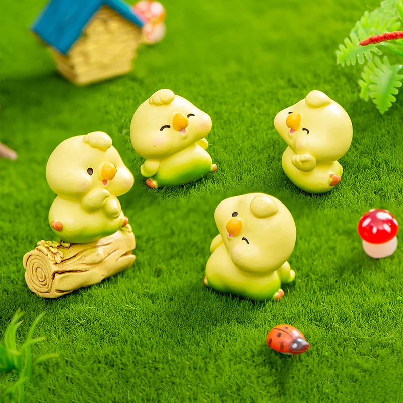 Miniatures Figurines Cute Chicken Parrot Animal Micro Landscape Ornaments DIY Home Decorations Car Desktop Small Ornaments