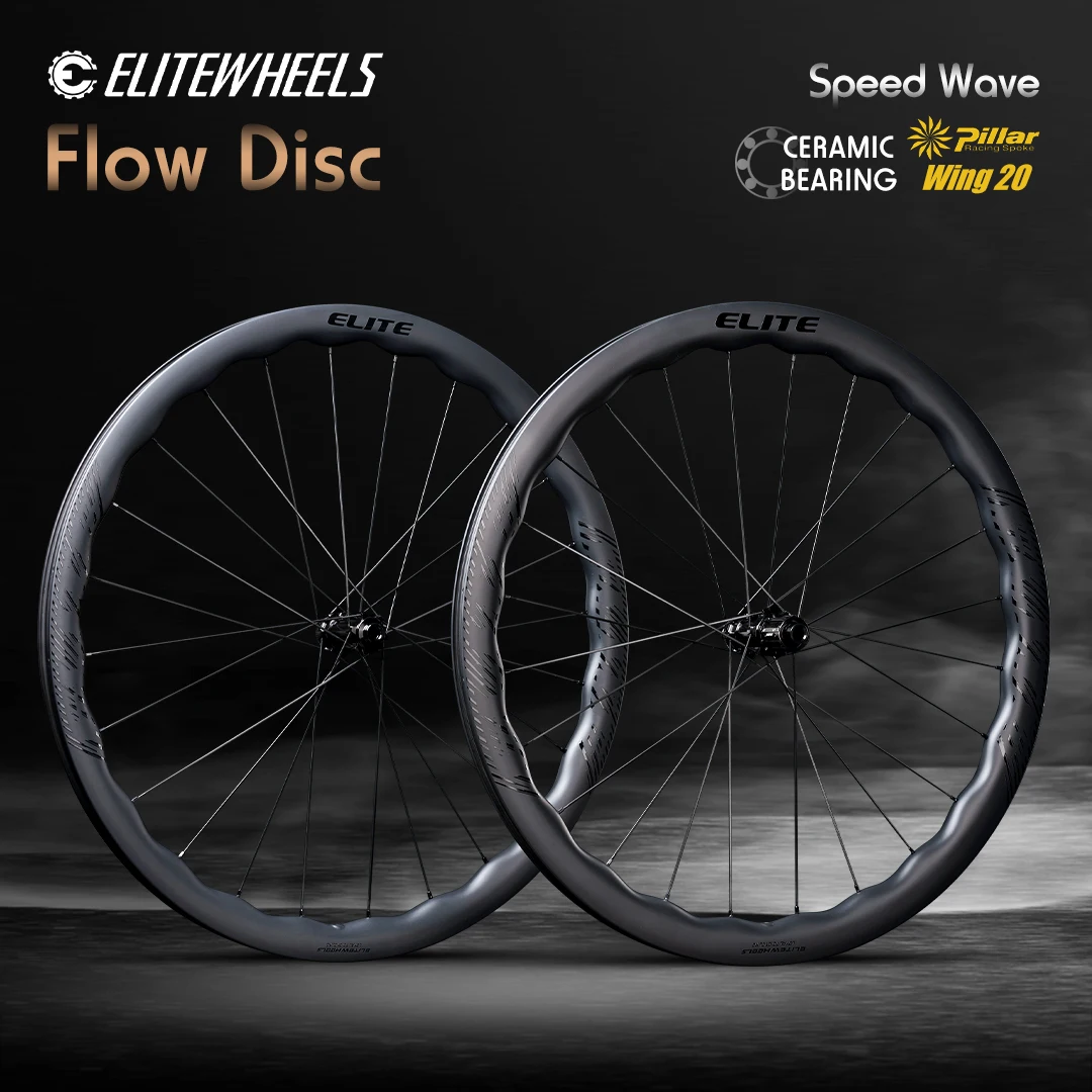 ELITEWHEELS FLOW Road Disc Brake Ratchet/Pawl Wing20 Spoke Cycling WAVE 40/45mm Wheels AERO 700C Carbon Wheelset