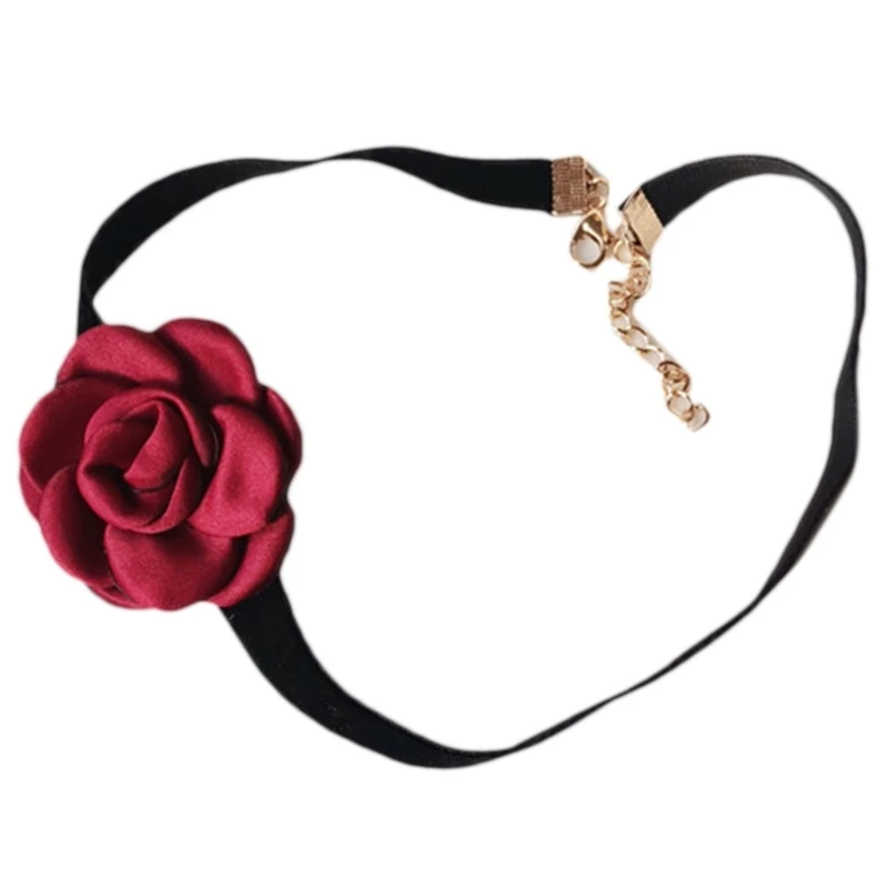 2023 New Rose Choker Camellia Choker Lace Choker Flower Hairband Women Flower Choker Collana Lace Flower Collar Velluto Choker