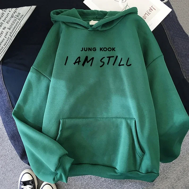 2025 New Jungkook I Am Still Letter Printed Hoodie for Men and Women Autumn/Winter Fleece Hoodie Couple Fashion Sportswear