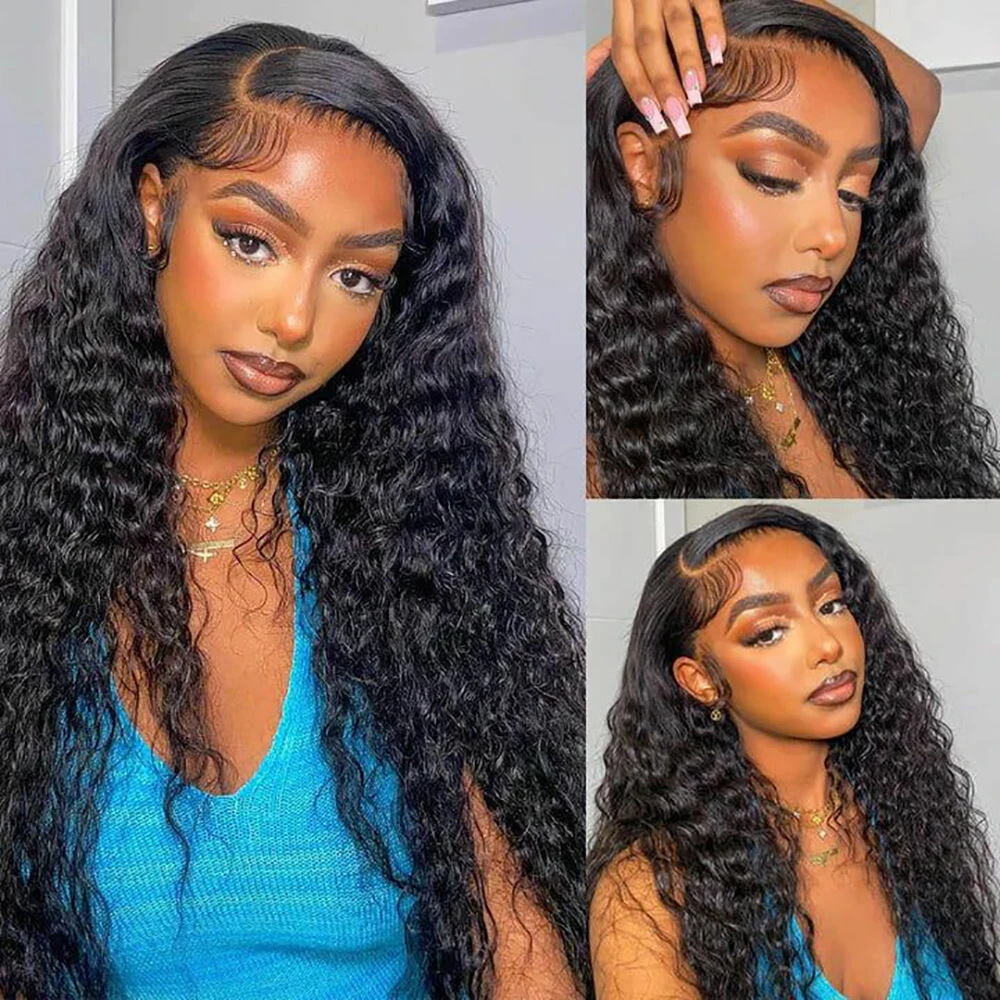 13x4 Deep Wave Transparent Lace Front Human Hair Wigs For Women 36 Inch 4X4 Lace Closure Wig Wet And Wavy Remy Water Curly Wig