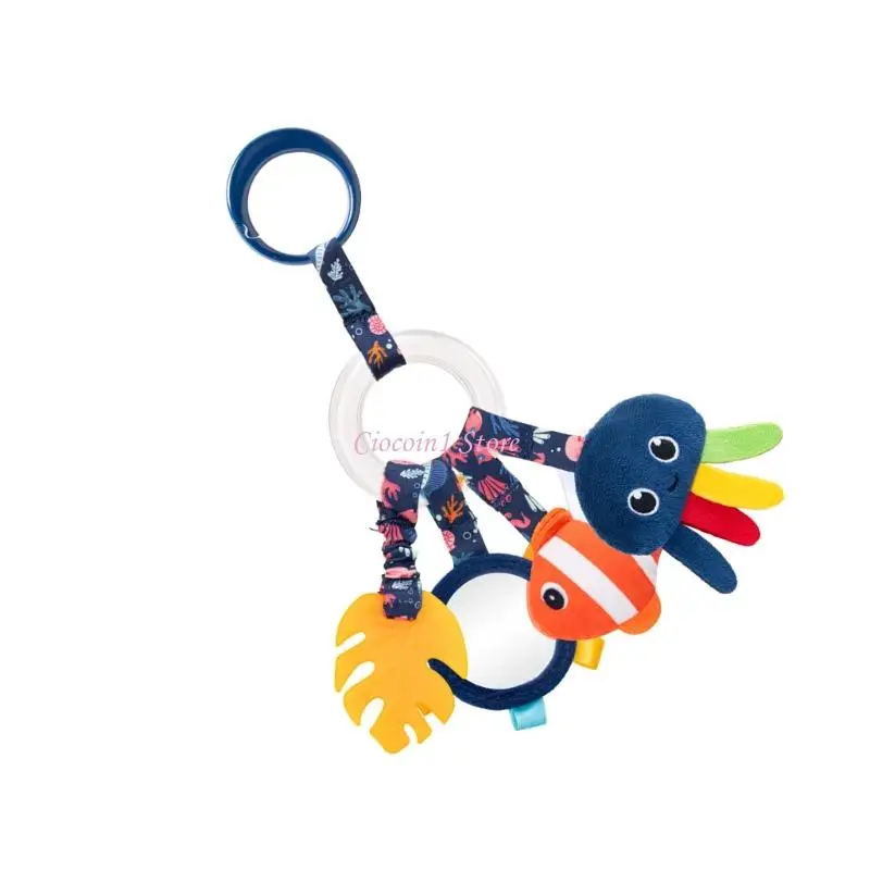 Y1UB かわいいクジラの形のベビーベッドの周りにぶら下げおもちゃガラガラ感覚刺激