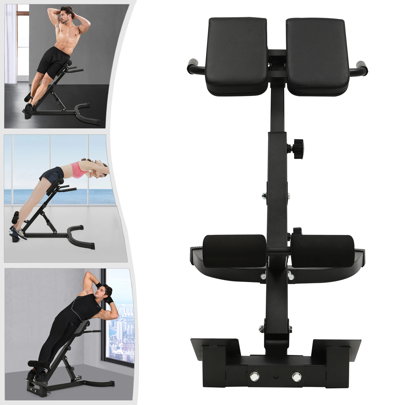 

Multi-Functional Black Bench for Full All-in-One Body Workout – Hyper Back Extension Roman Chair Adjustable Ab Sit Up Bench