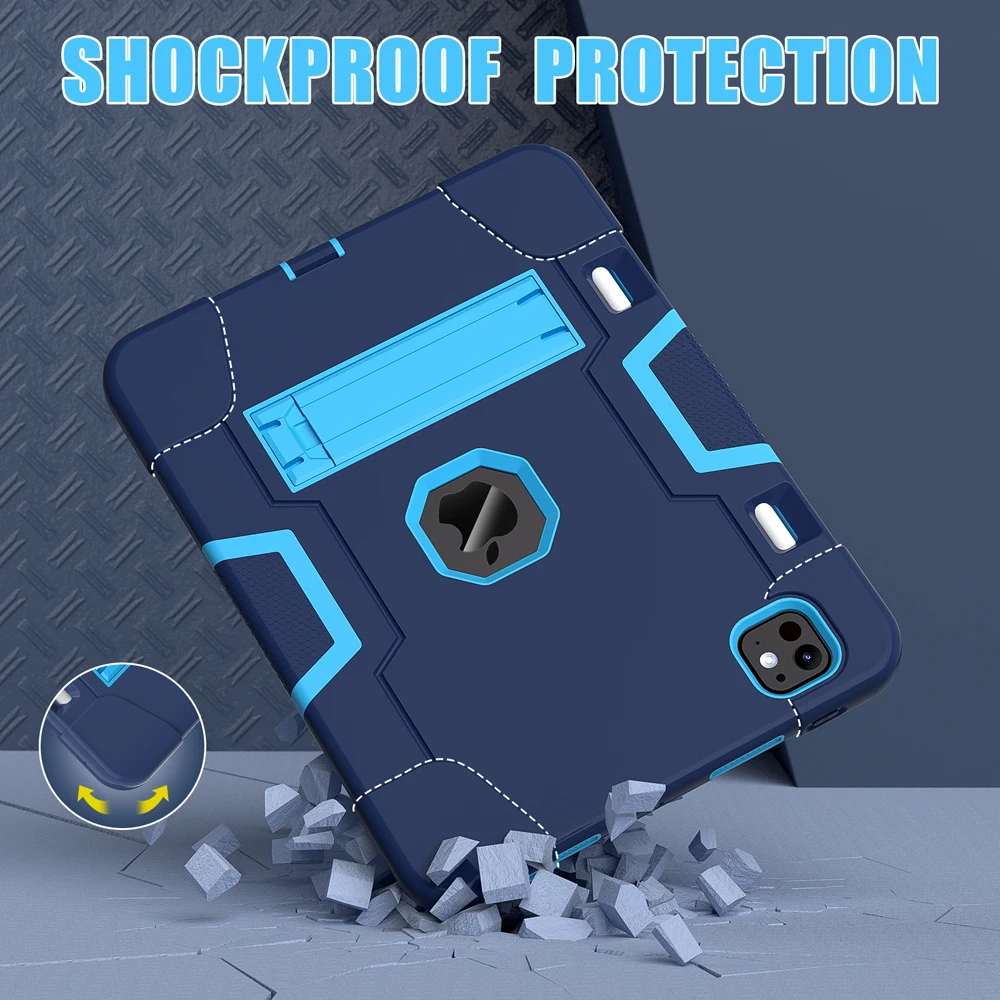 

Kids Tablet Cases For iPad Pro11 Pro 11 M5 M4 Case for iPad Air11 Air 11 2025 2024 Cover Shockproof TPU Silicone PC Stand Shell