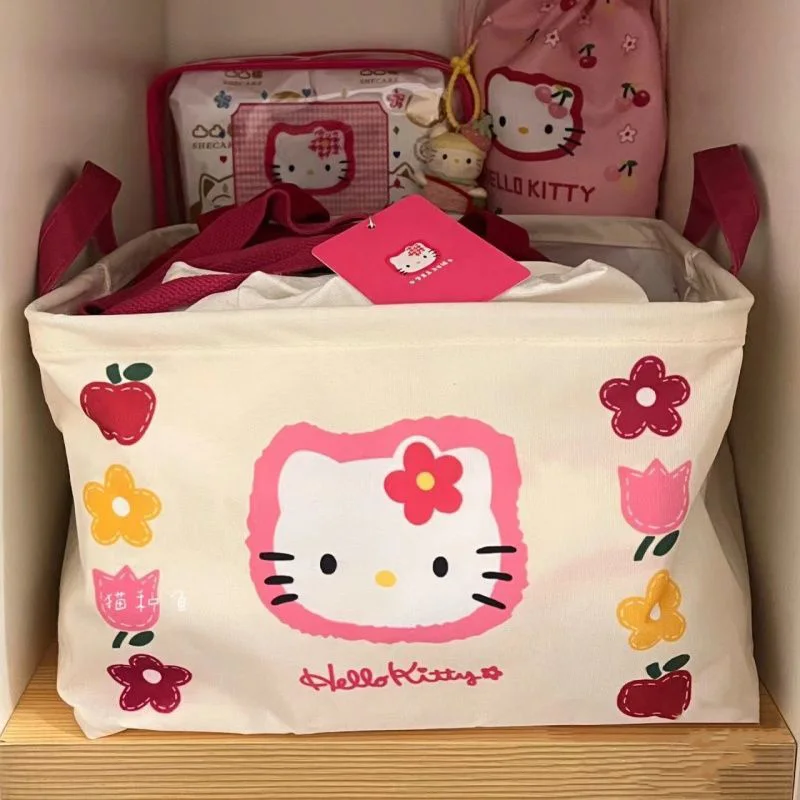 Sanrio Hello Kittys Storage Box Cute Cartoon Desktop Wardrobe Underwear High Capacity Multi Functional Storage Bag Girl Gifts