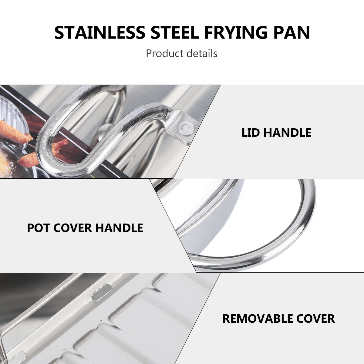 

Flip Lid Oil Fryer Stainless Steel Mini Frying Pan for Household Use Lightweight Portable Heat Conductive Compatible